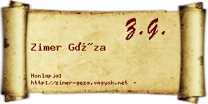 Zimer Géza névjegykártya
